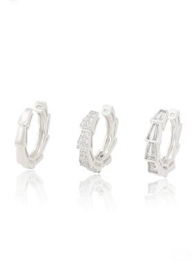 Snake Ear Cuff Platinum Plated Baguette Stone Silver Color Luxury Jewelry